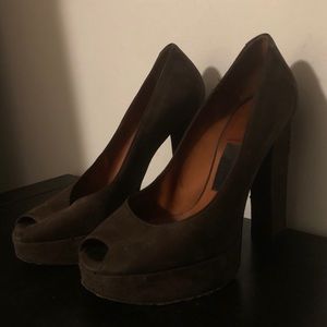 Authentic Lanvin Brown Suede Heels